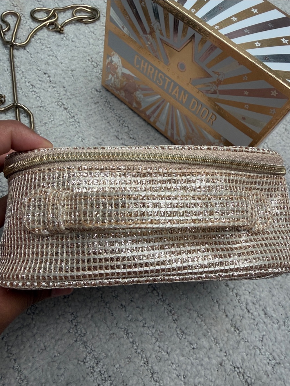 Dior Metallic Gold Beige Woven Bag - Picture 5 of 7